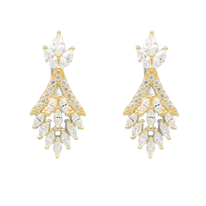 PENDIENTES LARGOS EN PLATA CON CIRCONITAS ROMBO CALADO