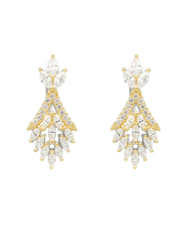 PENDIENTES LARGOS EN PLATA CON CIRCONITAS ROMBO CALADO