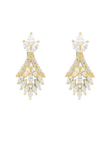 PENDIENTES LARGOS EN PLATA CON CIRCONITAS ROMBO CALADO