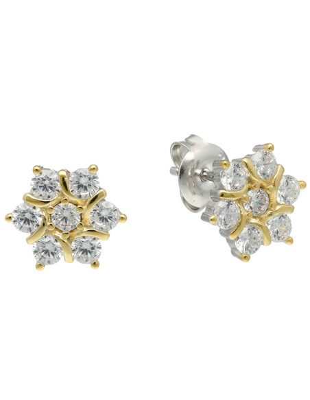 PENDIENTES EN PLATA CON CIRCONITAS FORMA FLOR