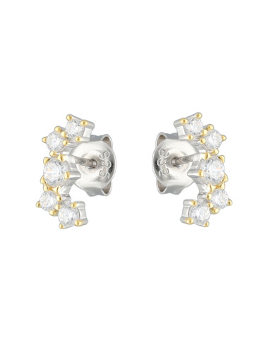 PENDIENTES EN PLATA CON CIRCONITAS ENGASTADAS ZONAS DORADAS