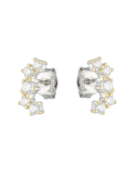 PENDIENTES EN PLATA CON CIRCONITAS ENGASTADAS ZONAS DORADAS