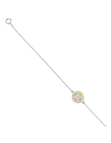 PULSERA EN PLATA CON ZONAS DORADAS FORMA ROSETA REDONDA