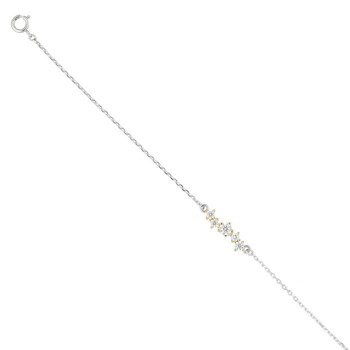 PULSERA EN PLATA CON ZONAS DORADAS CIRCONITAS ENGASTADAS