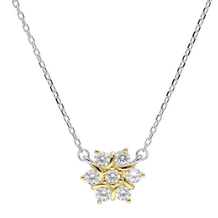 GARGANTILLA EN PLATA CON COLGANTE EN ROSETA FORMA FLOR