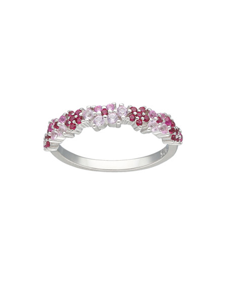 ANILLO EN PLATA CON CIRCONITAS ROSAS Y BLANCAS