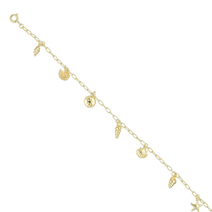 PULSERA EN PLATA DORADA CON COLGANTES CON FORMAS MARINAS