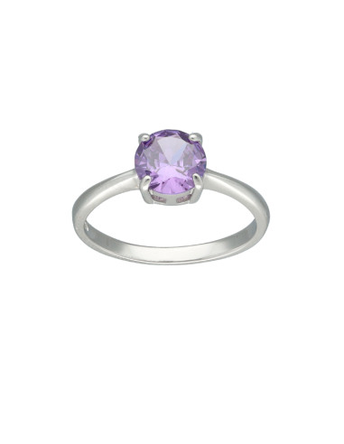 ANILLO EN PLATA FORMA REDONDA CON PIEDRA MALVA