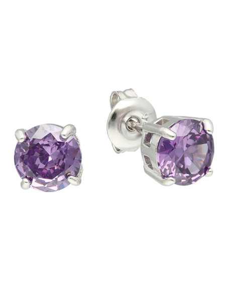 PENDIENTES EN PLATA CON PIEDRA MALVA REDONDA