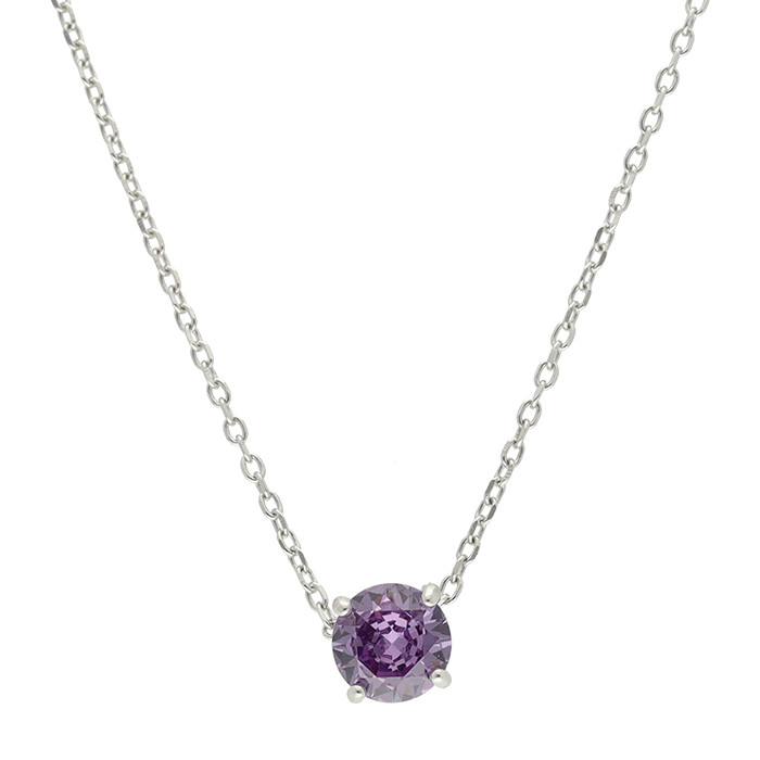 GARGANTILLA EN PLATA CON PIEDRA MALVA FORMA REDONDA