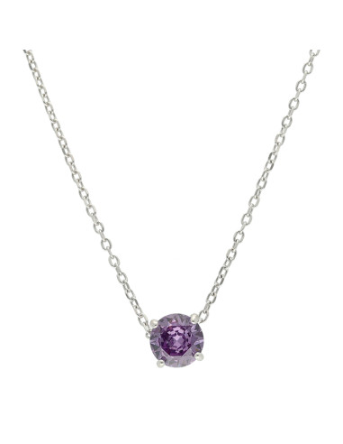 GARGANTILLA EN PLATA CON PIEDRA MALVA FORMA REDONDA