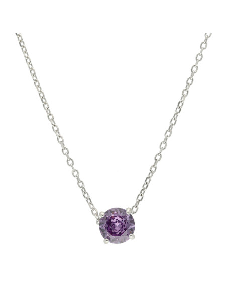 GARGANTILLA EN PLATA CON PIEDRA MALVA FORMA REDONDA