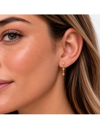 PENDIENTES EN PLATA LARGOS CON ESTRELLAS