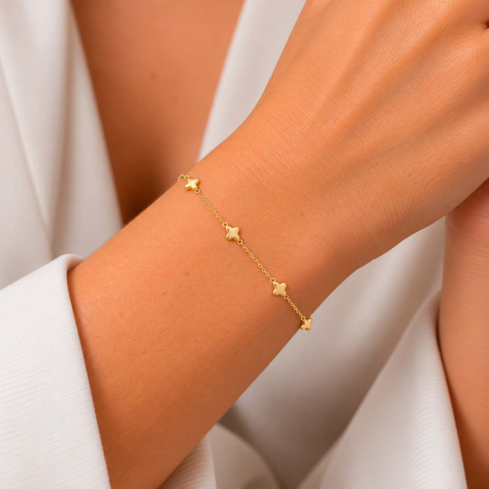 PULSERA EN PLATA DORADA CON FORMA DE FLORES PEQUEÑAS 2