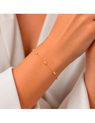 PULSERA EN PLATA DORADA CON FORMA DE OVALOS