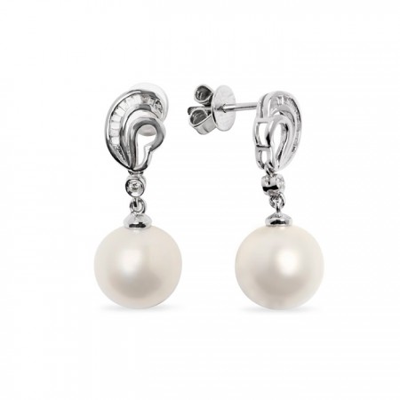 PENDIENTES EN ORO BLANCO CON PERLAS Y DIAMANTES PENDIENTES EN ORO BLANCO CON PERLAS Y DIAMANTES