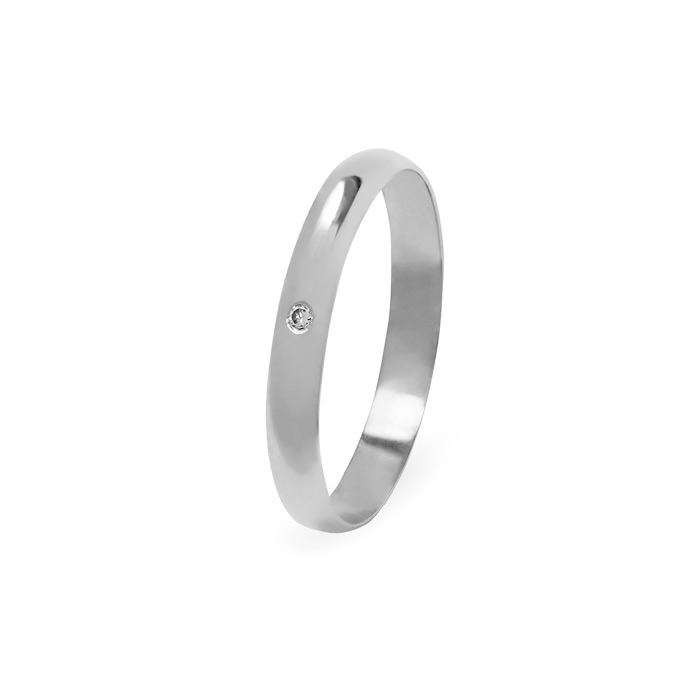 ALIANZA CON DIAMANTE EN ORO BLANCO