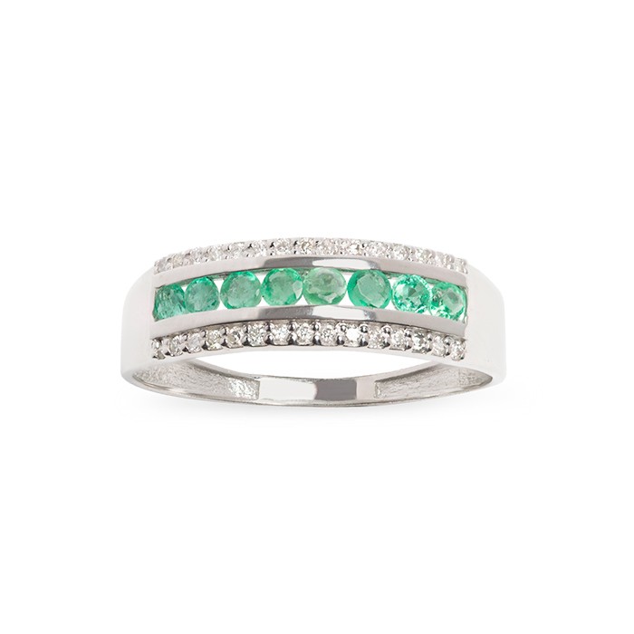 ANILLO EN ORO CON DIAMANTES Y ESMERALDAS