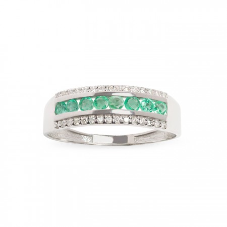 ANILLO EN ORO CON DIAMANTES Y ESMERALDAS