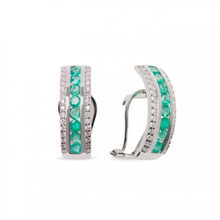 PENDIENTES EN ORO CON DIAMANTES Y ESMERALDAS