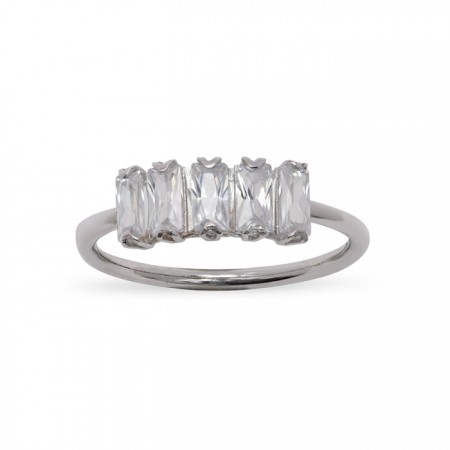 ANILLO ORO BLANCO CIRCONITAS BAGUETTE