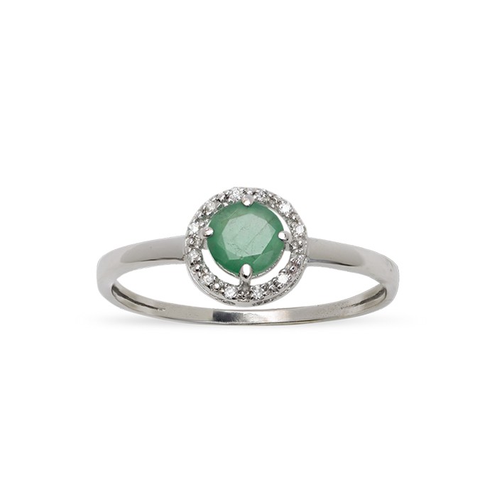 ANILLO EN ORO CON DIAMANTES Y ESMERALDA
