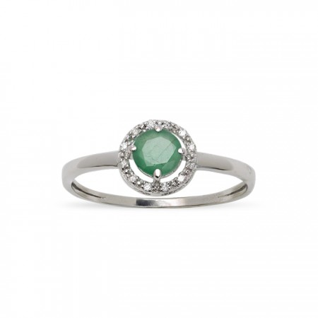 ANILLO EN ORO CON DIAMANTES Y ESMERALDA