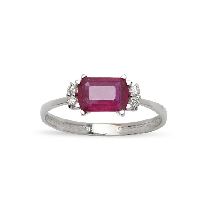ANILLO EN ORO CON RUBÍ CUADRADO