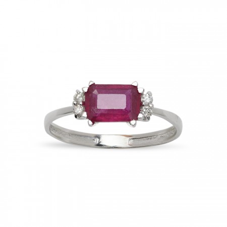 ANILLO EN ORO CON RUBÍ CUADRADO