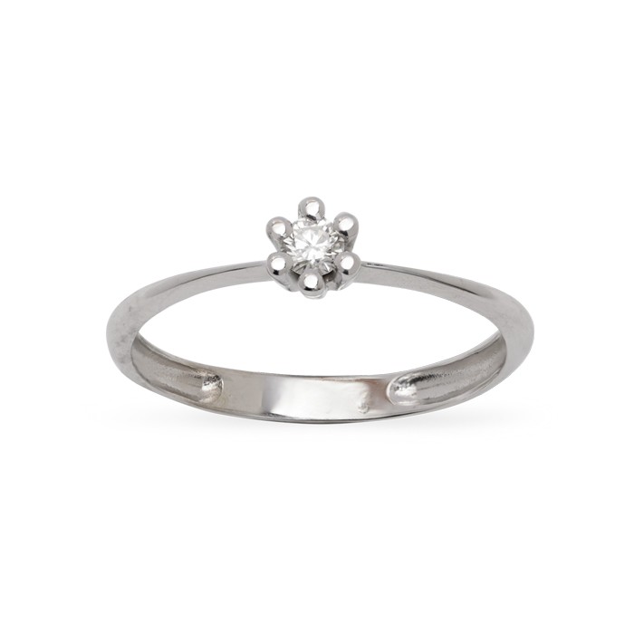 ANILLO EN ORO BLANCO Y DIAMANTE TIPO SOLITARIO