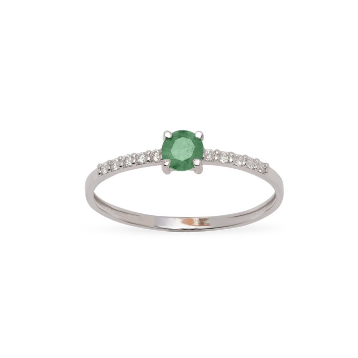 ANILLO EN ORO CON DIAMANTES Y ESMERALDA