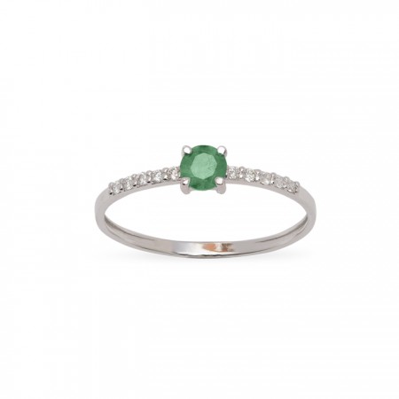 ANILLO EN ORO CON DIAMANTES Y ESMERALDA