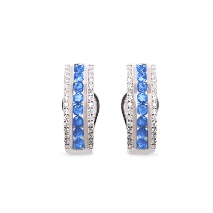 PENDIENTES EN ORO CON DIAMANTES Y ZAFIROS