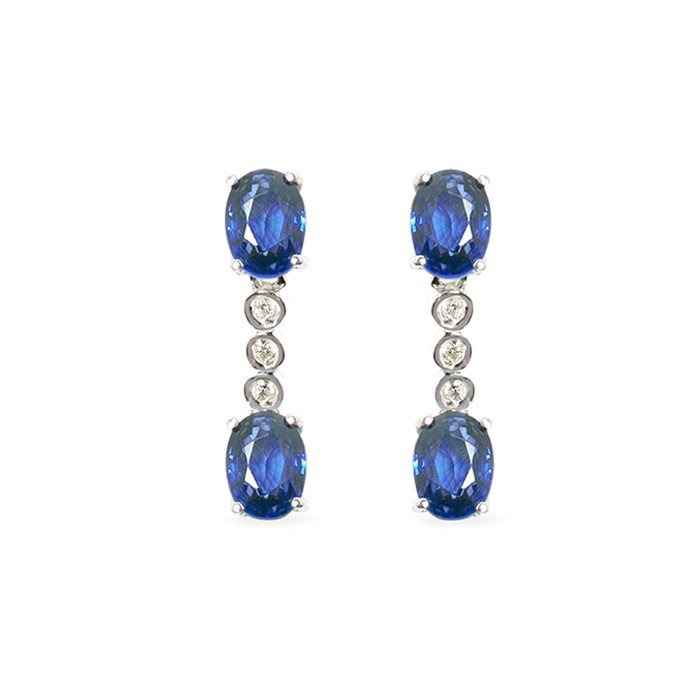 PENDIENTES EN ORO CON DIAMANTES Y ZAFIROS