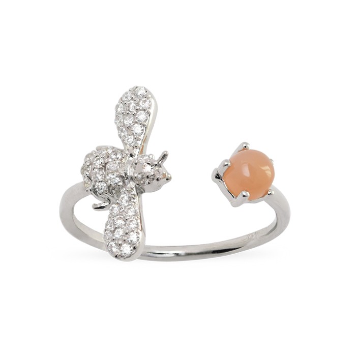 ANILLO EN PLATA CIRCONITAS LIBELULA