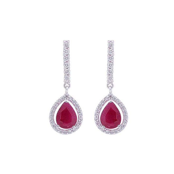 PENDIENTES EN ORO CON DIAMANTES Y RUBI