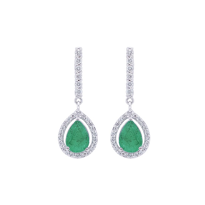 PENDIENTES EN ORO CON DIAMANTES Y ESMERALDAS